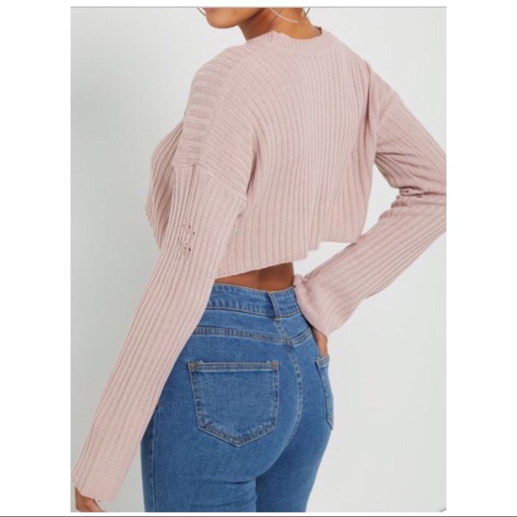 Boho Chic Ripped Crop Sweater - Picture 2 of 3